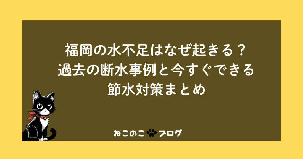 福岡の水不足はなぜ起きる？過去の断水事例と今すぐできる節水対策まとめ